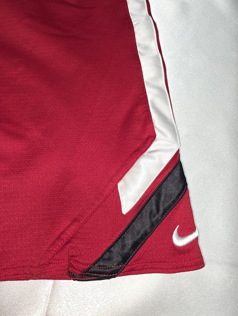 Nike Red Athletic Mesh Shorts with White Side Panels - Picture 3 of 8